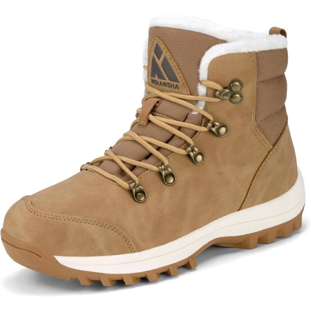 Women’s Brown Water Resistant Warm Snow Boots Fur Lined Non Slip Outdoor